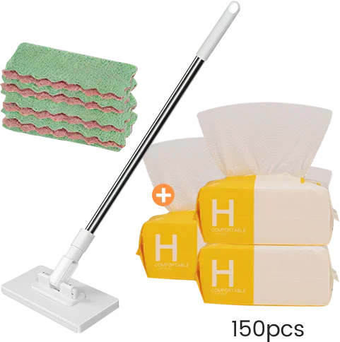 🔥2026 Bestseller🔥Flat Mop with Stainless Steel Handle, come with Reusable Washable Mop Cloths🏆