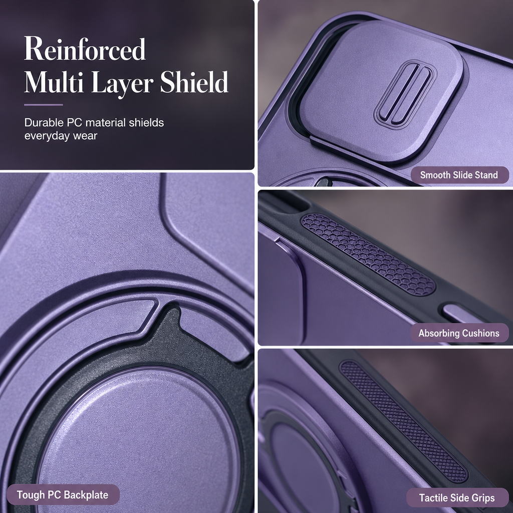📱 50% OFF! ✨ Heavy-Duty Armor Shockproof Phone Case – Patented Sliding Camera Shield, Built-In Foldable Kickstand, Dual-Layer 10FT Drop Protection & Non-Slip Tire-Tread Grip – 6 Colors 🛡️