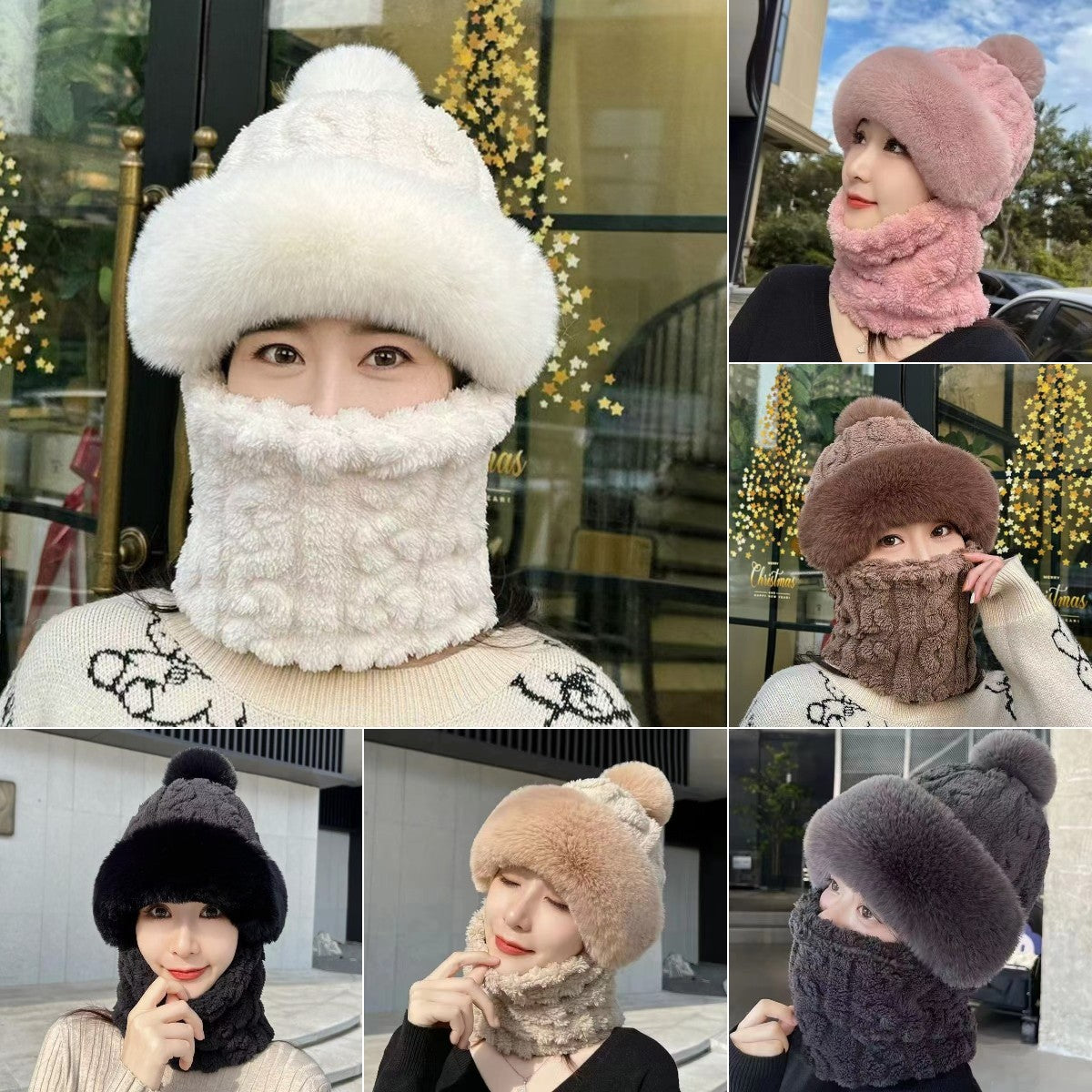šHOT SALEš„° Women's Winter Warm Windproof Plush Scarf Hat