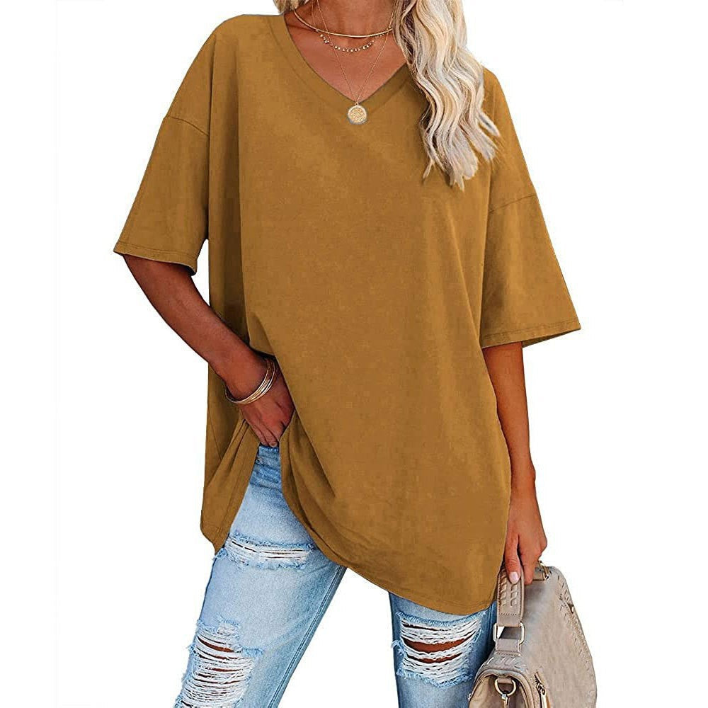 π LIMITED-TIME 50% OFF! π₯ Women's Casual Loose V-Neck T-Shirt β Soft, Breathable, Flowy Hem β¨