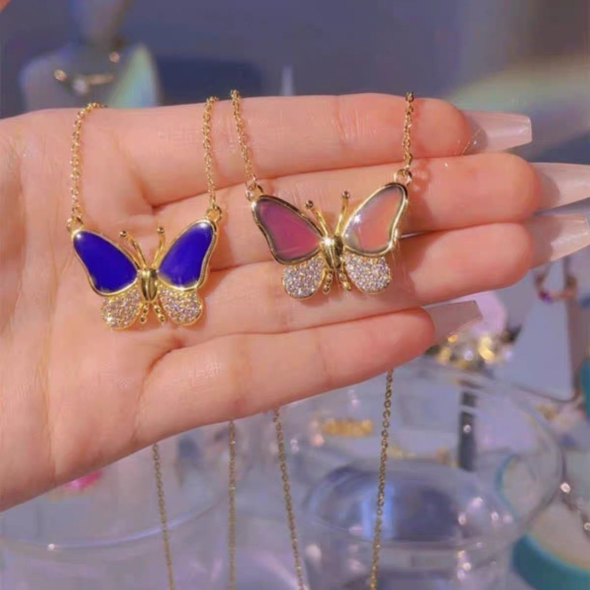 Hot Saleš„Magnetic Gradient Gemstone Butterfly Necklace
