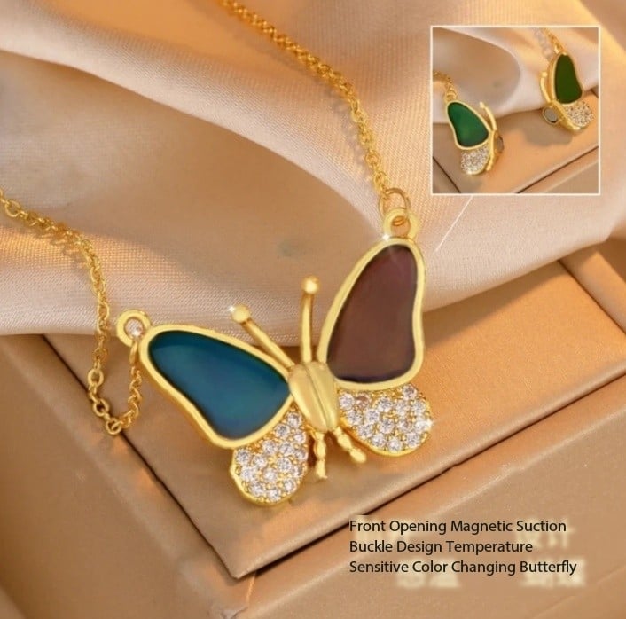 Hot Saleš„Magnetic Gradient Gemstone Butterfly Necklace