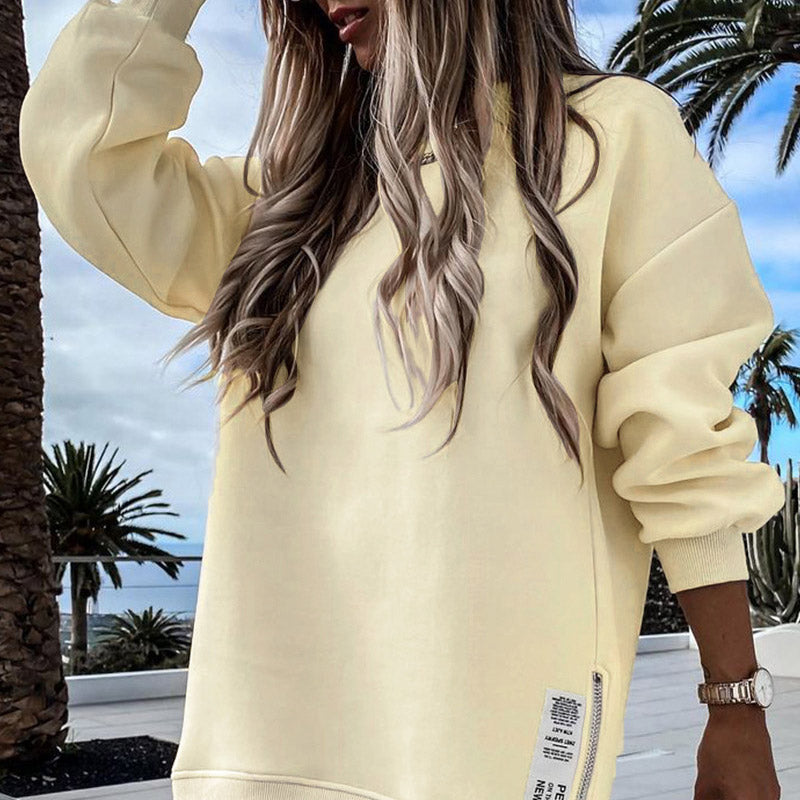 🔥Hot Promotion 61% OFF🔥Casual Long Sleeve Zipper Slit Oversized Sweatshirt