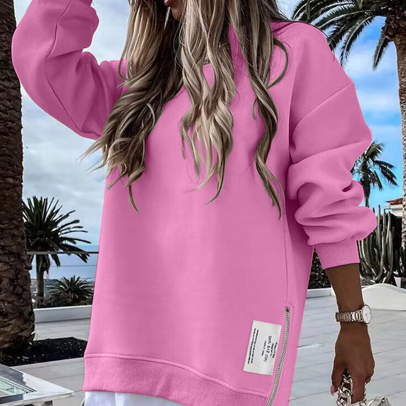 🔥Hot Promotion 61% OFF🔥Casual Long Sleeve Zipper Slit Oversized Sweatshirt