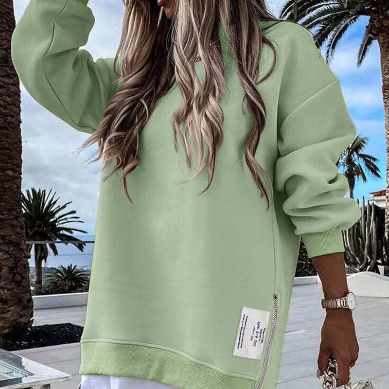 🔥Hot Promotion 61% OFF🔥Casual Long Sleeve Zipper Slit Oversized Sweatshirt