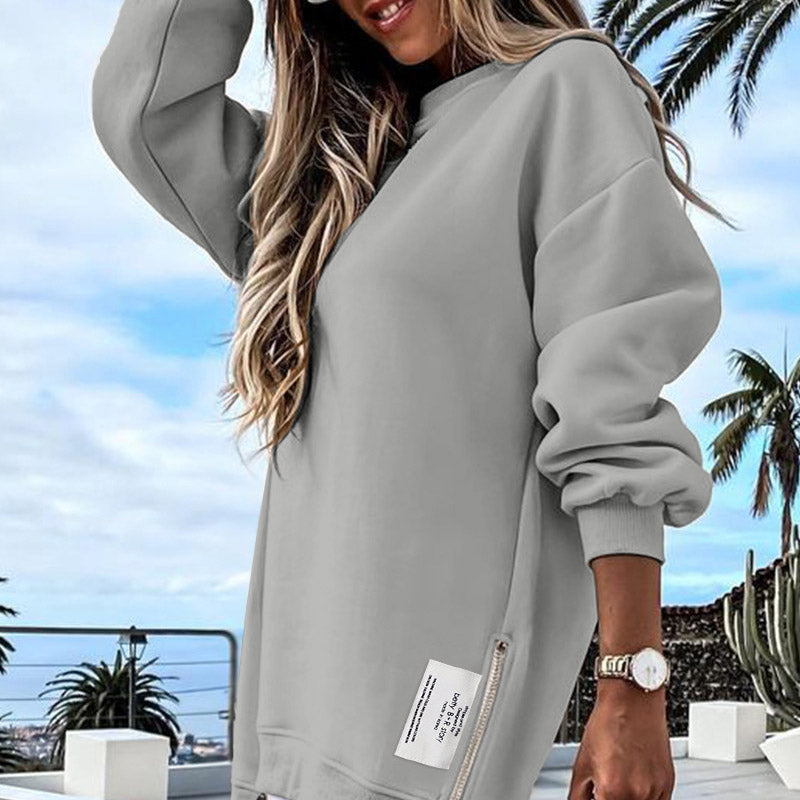 🔥Hot Promotion 61% OFF🔥Casual Long Sleeve Zipper Slit Oversized Sweatshirt