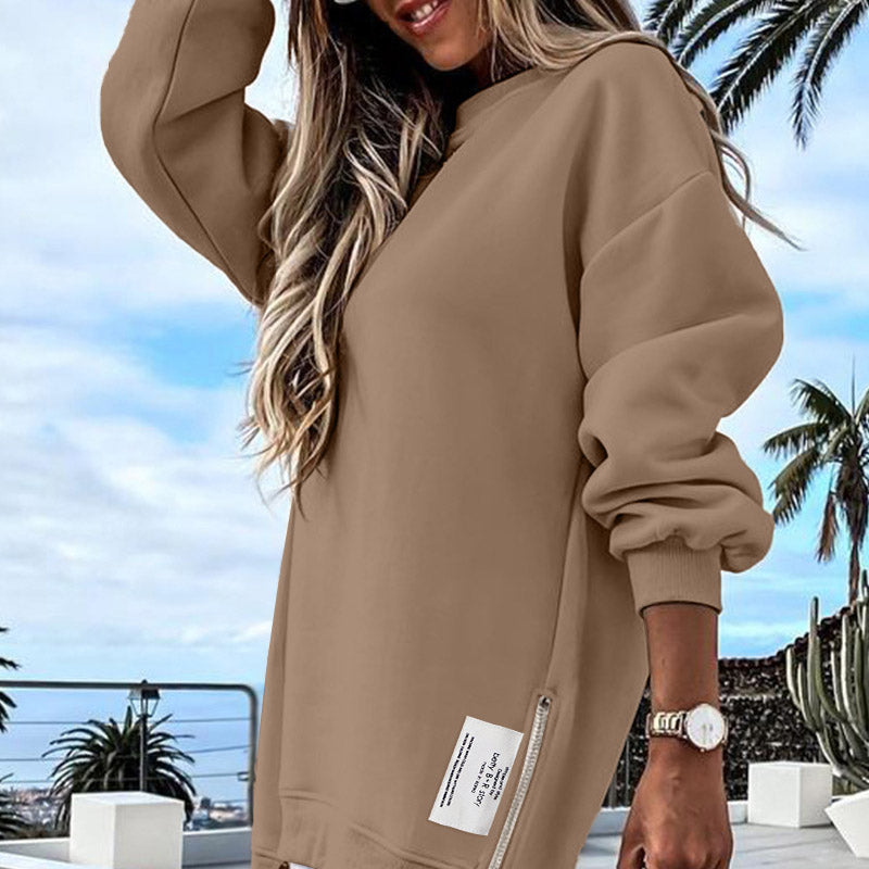 🔥Hot Promotion 61% OFF🔥Casual Long Sleeve Zipper Slit Oversized Sweatshirt