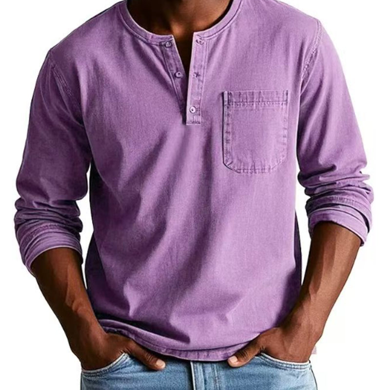š„Fliwos Men's Fashion Vintage Distressed Pocket Long-Sleeve Shirt