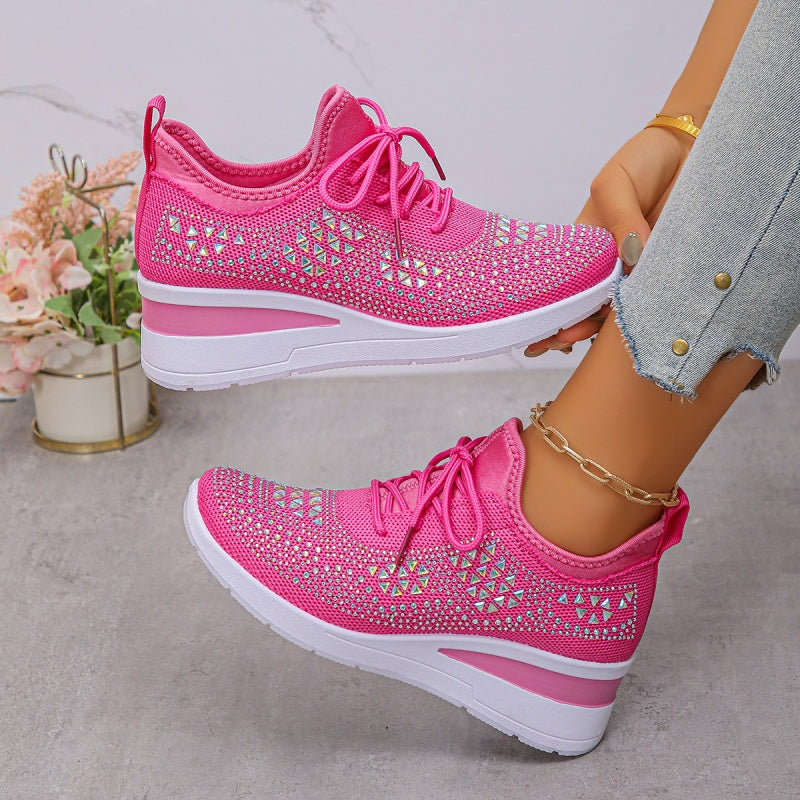 ๐ 60% OFF NOW! ๐ Rhinestones-Embellished Breathable Mesh Sneakers โ Sparkle Design, Airy Comfort & Grippy Soles โจ