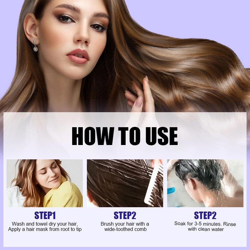 💜BUY 3 GET 2 FREE✨Purple Keratin Hair Mask - Intense Repair for Curly or Color-Treated Hair, Restores Shine & Softness in 3 Mins🌿🧴