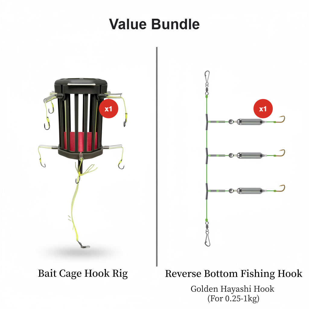 🎣 Reverse Bottom Bait Cage Hook Rig – Elevate Your Bait, Outsmart the Big Fish! 🐟✨