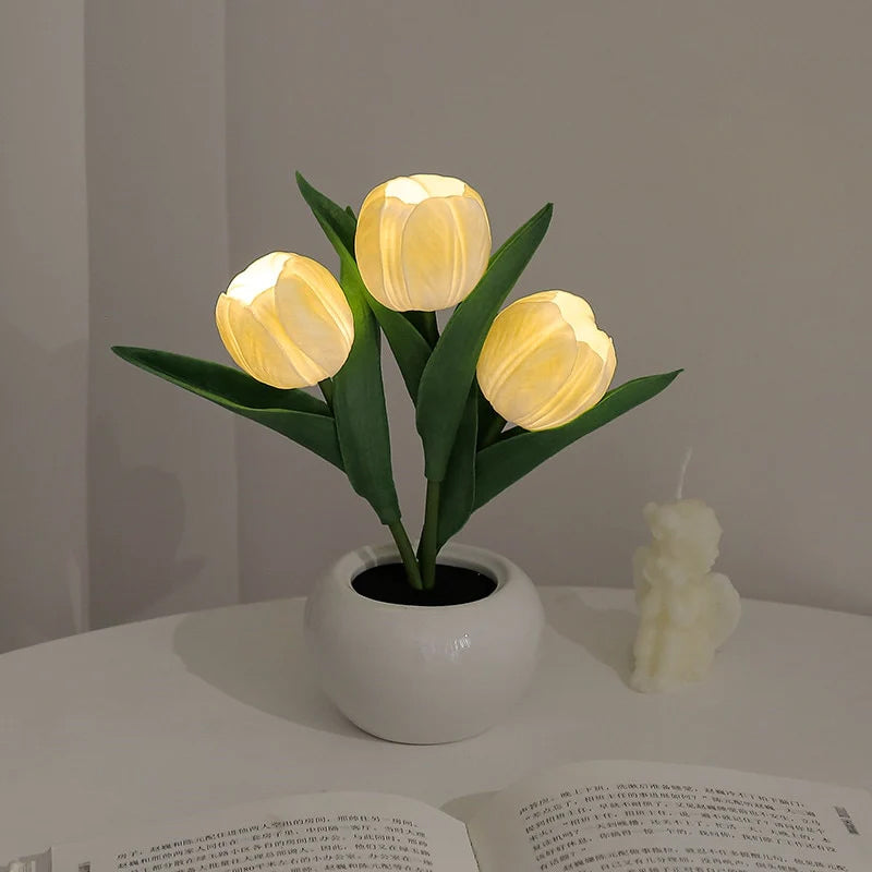 🔥LED Tulip Night Light Flower Table Lamp🌷✨
