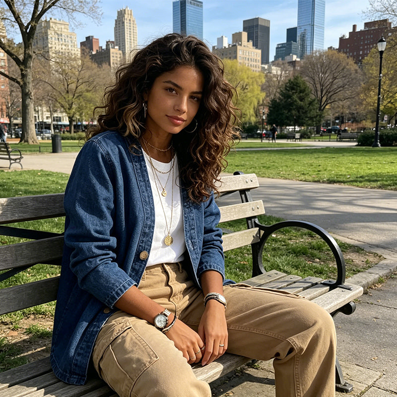 π§₯ 50% OFF NOW! β¨ Women's Classic Button Front Denim Jacket β V-Neck, Breathable Fabric & Relaxed Fit π