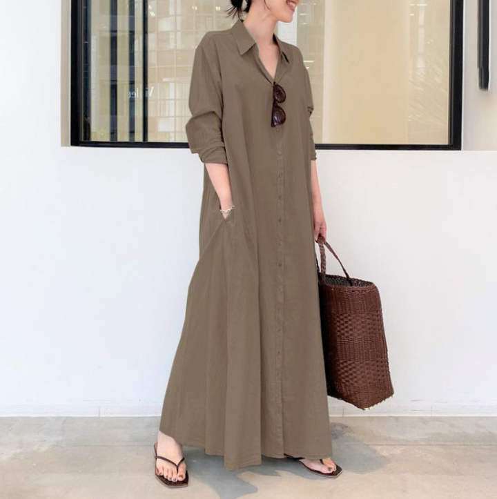 📢📢50% OFF !! ⏰Long-Solid, Simple and Long-Coloured Sleeve Dress