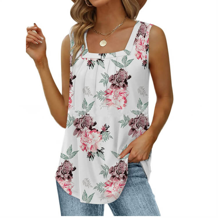 📢📢46% OFF !! ⏰Women's Square Neck Sleeveless Vest T-Shirt
