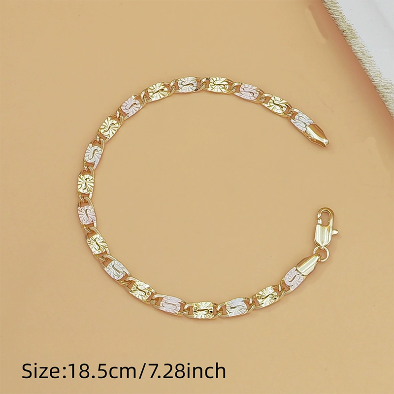 π LIMITED-TIME 50% OFF! β¨ Unisex Tri-Color Link Bracelet β Gold/Rose/Silver, Faceted Cut, Lobster Clasp π€
