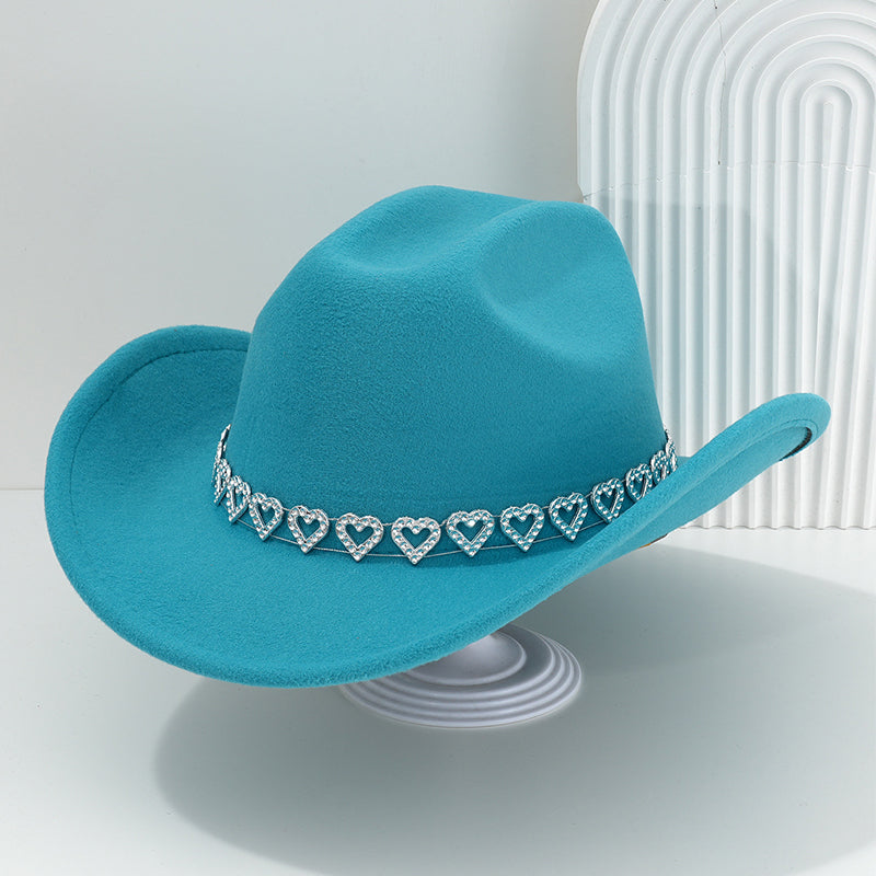 π€ LIMITED-TIME 50% OFF! π₯ Women's Rhinestone Heart Cowboy Hat β Sparkling, Elegant French Jazz Fedora β¨