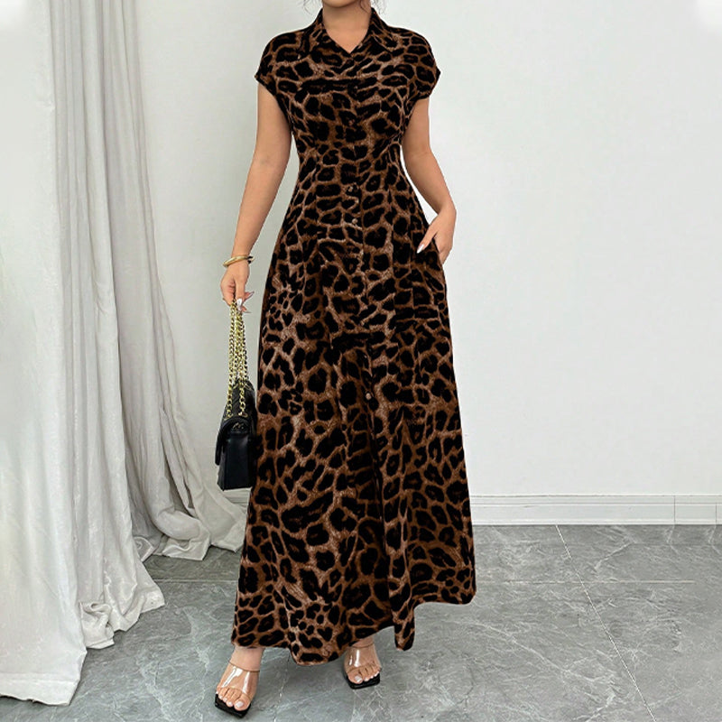 📢📢40% OFF !! ⏰Women's Elegant Leopard Print Lapel Dress✨