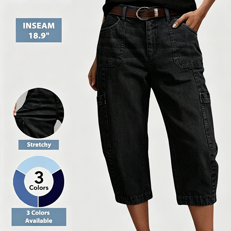 📢📢40% OFF !! ⏰Women's Casual Stretchy Cropped Denim Pants