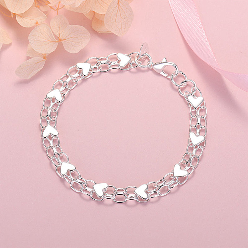 📢📢50% OFF !! ⏰Double Chain Heart Charm Bracelet