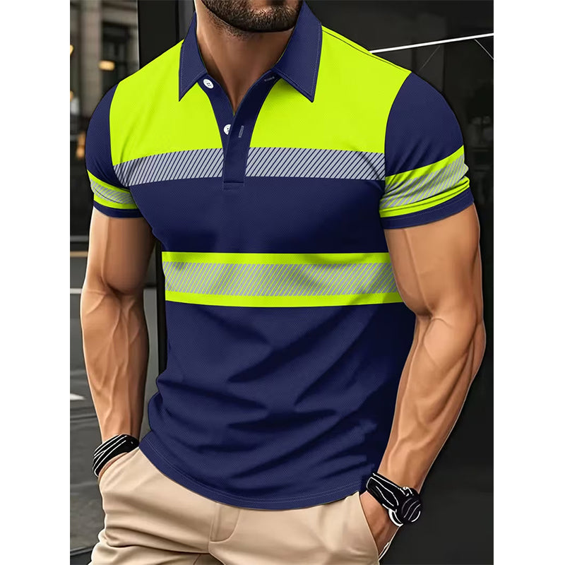 π’ LIMITED TIME 50% OFF! π Men's High Visibility Reflective Short Sleeve Shirt β Neon Blocks & Athletic Fit Cut β°