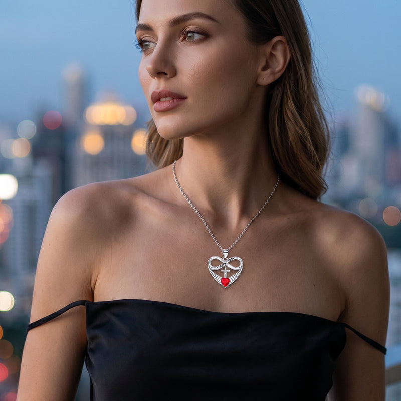 ๐ 2026 Sale โ Over 36,000 Sold! ๐ Infinity Heart Cross Necklace with Wing Pendant โ Faith & Eternal Love โจ