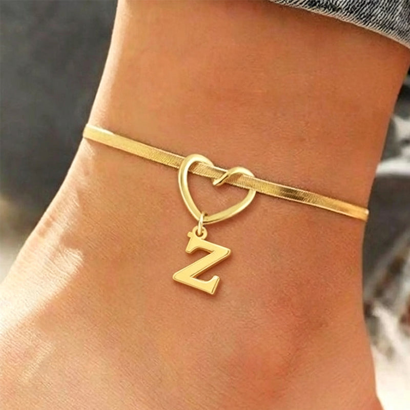 ๐ 50% OFF NOW! โจ Heart Initial Anklet Snake Chain โ Personalized charm, adjustable fit & delicate snake chain โ Perfect gift for yourself or a loved one โค๏ธ