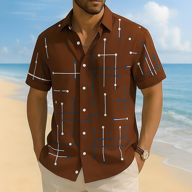 đ 2026 Sale â Over 21,000 Sold! đ Men's Geometric Print Relaxed-Fit Button-Down Shirt