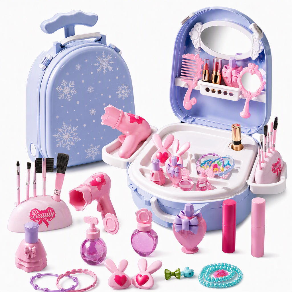 Girls Vanity Toy Set with Dolls and Beauty Accessories