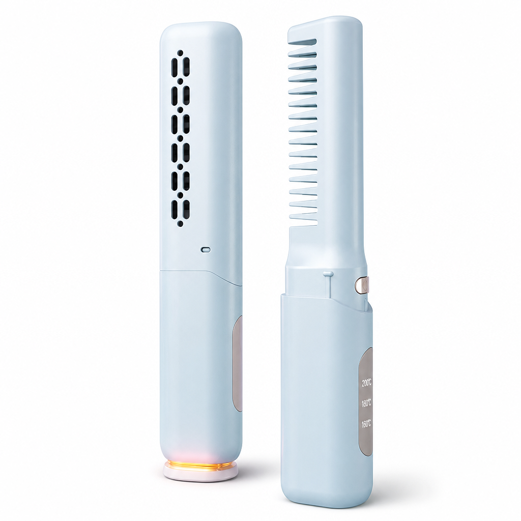 💇♀️50% OFF NOW! 2 in 1 Portable Cordless Hair Straightener Brush – Mini Rechargeable Straightening & Curling Comb, Ceramic Glaze Travel Hot Brush, Type-C Fast Charging for On-the-Go Styling FB Short Video Ad Copy