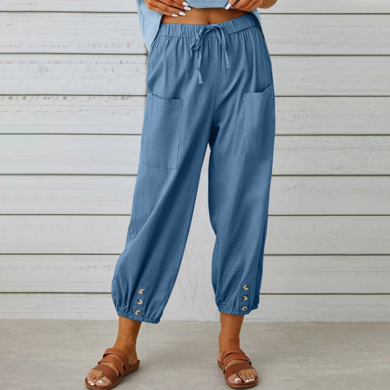 🧵2026 New Women's Summer Cotton Linen Trousers Nine Minute Trousers🍃