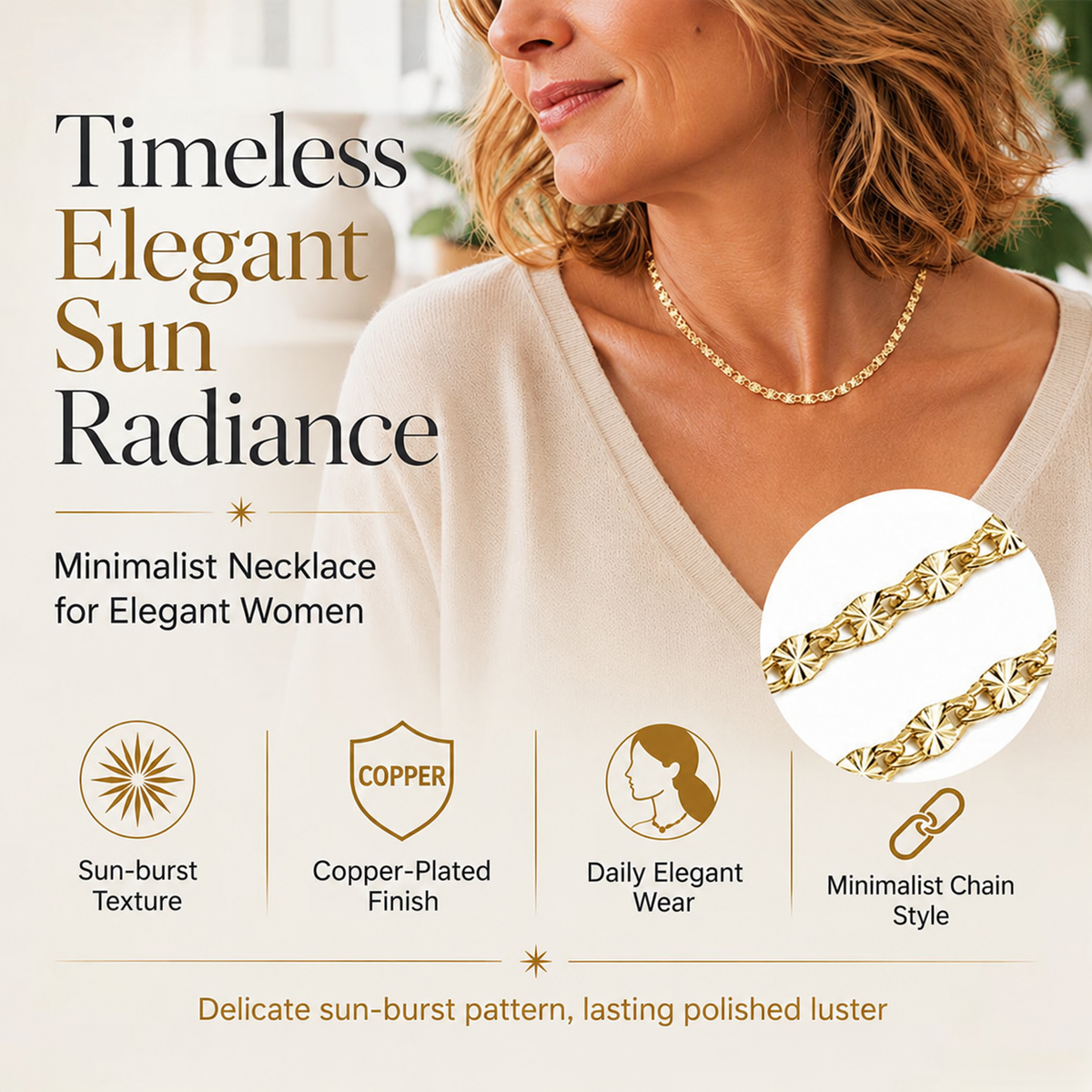 💫 Women's Elegant Copper Plated Flat Chain Necklace – Timeless Shine, Premium Finish & Versatile Daily Wear – A Must-Have Accessory for Every Woman 💖