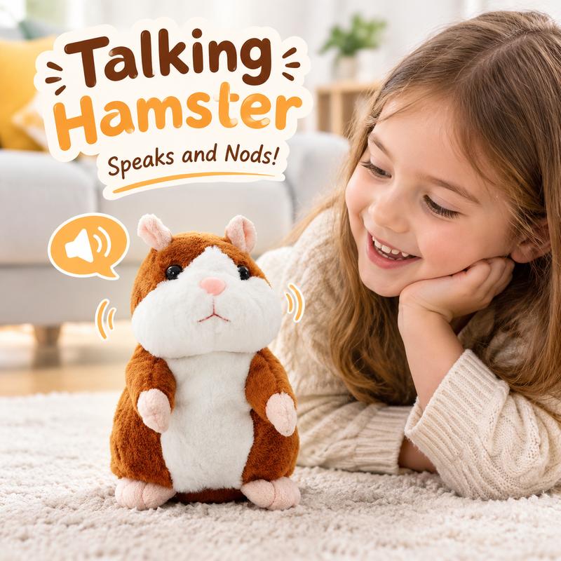 🐹🔥 50% OFF! Talking Hamster Plush – Repeats Whatever You Say, Auto Head-Shaking, Hilarious Fun for Kids & Adults, Soft Interactive Repeat Voice Toy (3×AAA, Batteries Not Included) ✨