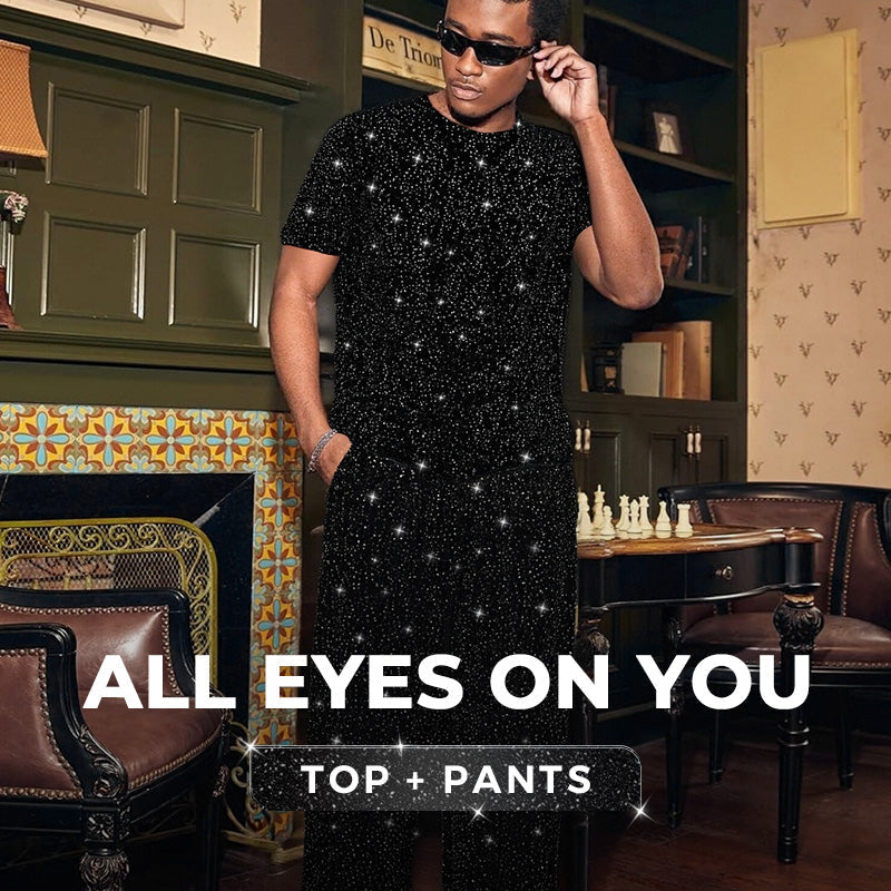 Men’s Short Sleeve Top & Wide Leg Pants 2-Piece Set