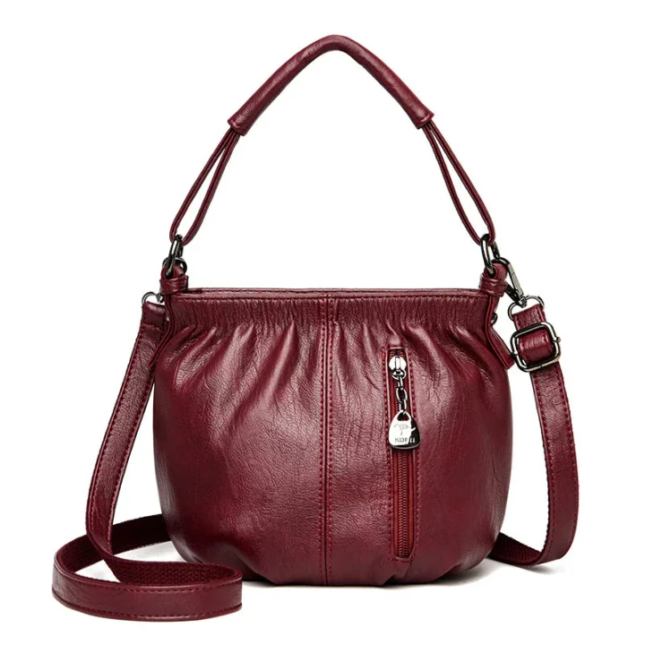 🔥🎁New arrival 50% OFF💥🔥Casual Pleated Bucket Soft Leather Handbag Shoulder Bag