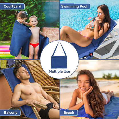 💎 50% OFF! 💎 Sun Lounger Towel with Pockets & Carry Bag – Quick-Dry, Ultra-Absorbent & Wind-Secure Fit 🏖️🧺