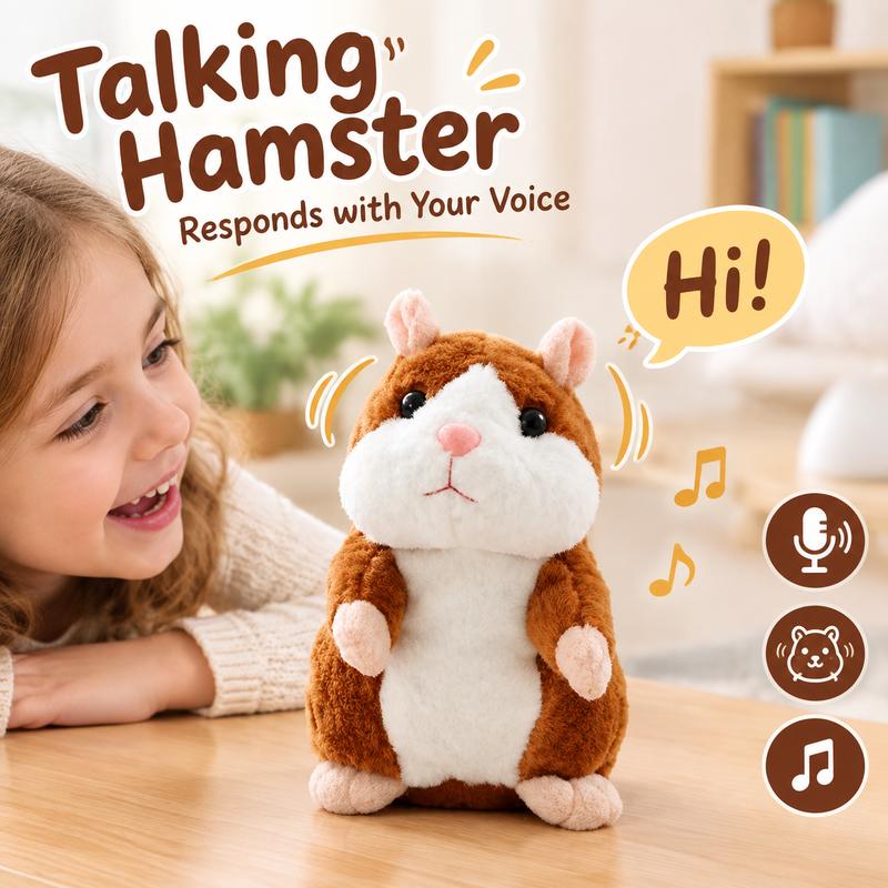 🐹🔥 50% OFF! Talking Hamster Plush – Repeats Whatever You Say, Auto Head-Shaking, Hilarious Fun for Kids & Adults, Soft Interactive Repeat Voice Toy (3×AAA, Batteries Not Included) ✨
