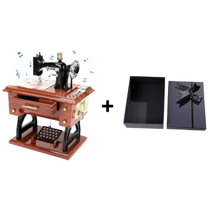 💎 50% OFF! 💎 Wood Mini Sewing Machine Music Box – Handcrafted Retro Decor with Moving Parts & Nostalgic Melody