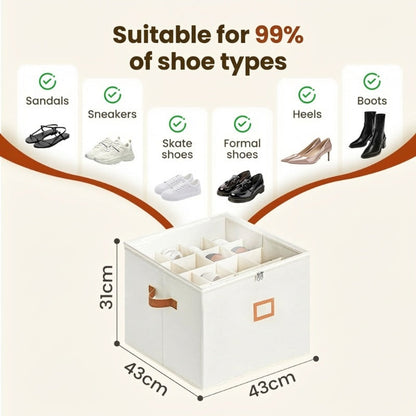⏰🔥LIMITED TIME 50% OFF! 👟 Fabric Shoe Organizer Storage Box – Foldable, Large Capacity, Dustproof & Breathable for Closet & Bedroom 🧺✨