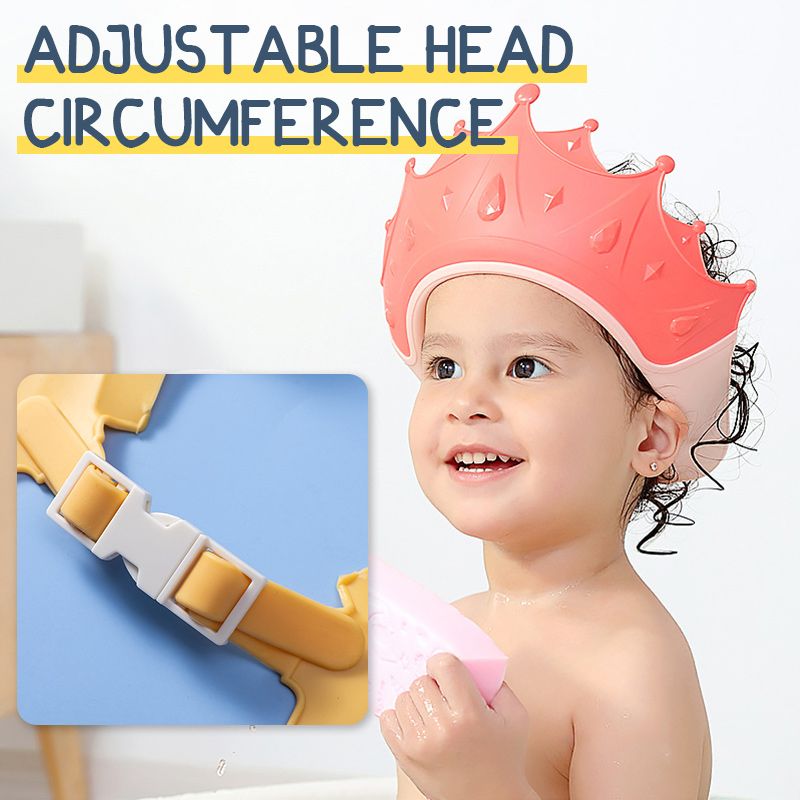Kids' Ear Protective Cap – Waterproof Shower Hat, Adjustable & Cartoon Crown Design ✨