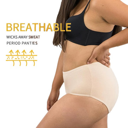 High-Waist Cotton Leak-Proof Panties – All-Day Dry & Odor-Free