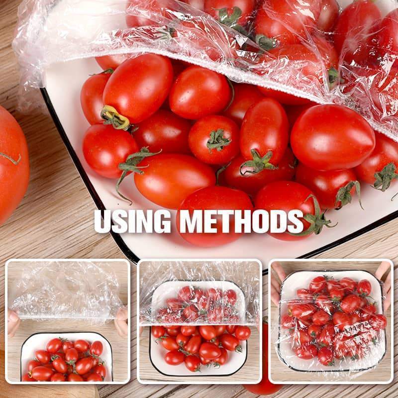 📢📢【Limited Offer – Buy 1 Get 1 Free】🔥 100pcs Disposable Stretch Film for Bowls & Plates, Elastic Container Lids, Plastic Wrap Alternative for Leftovers, Fruit, Vegetables & Kitchen Food Storage