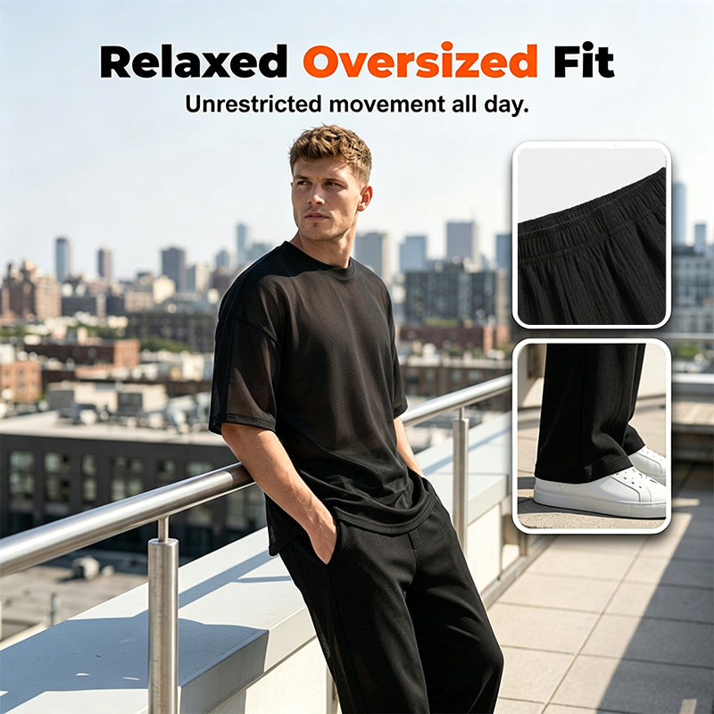 📢📢50% OFF !! ⏰Men's T-Shirt & Wide-Leg Pants 2-Piece Set