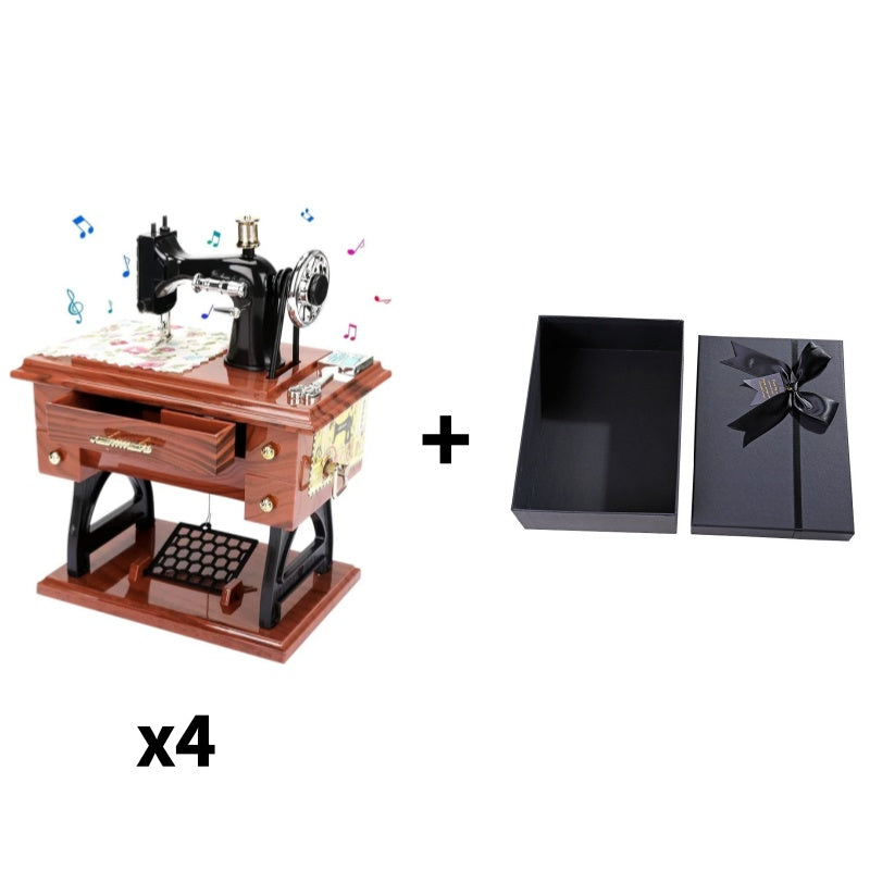 💎 50% OFF! 💎 Wood Mini Sewing Machine Music Box – Handcrafted Retro Decor with Moving Parts & Nostalgic Melody