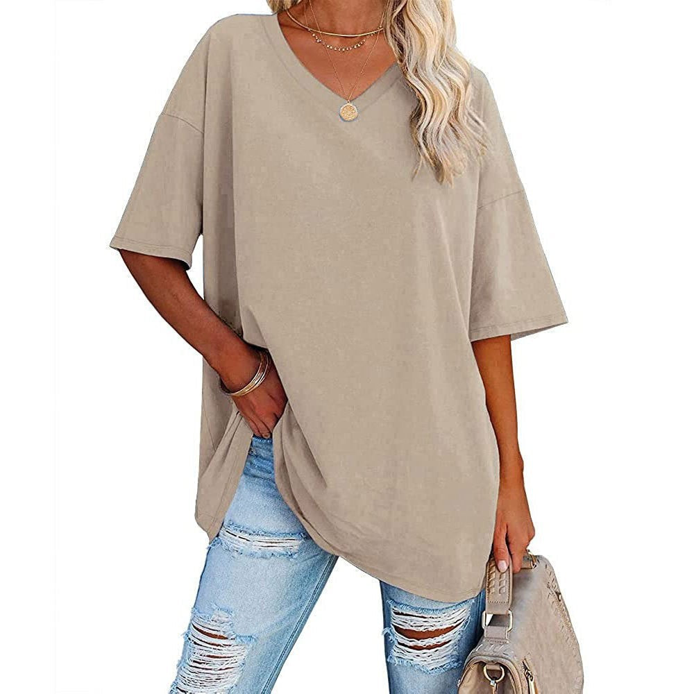 👕 LIMITED-TIME 50% OFF! 💥 Women's Casual Loose V-Neck T-Shirt – Soft, Breathable, Flowy Hem ✨