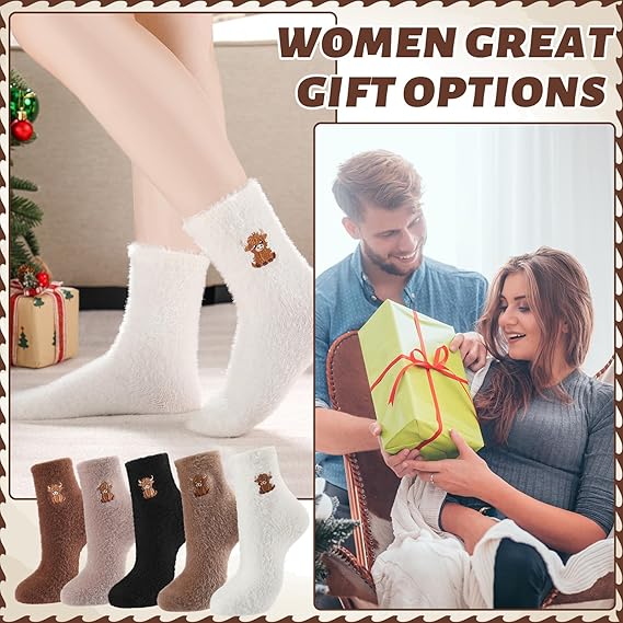 ⏳LAST DAY SALE 50% OFF!🔥Women's Cute Warm Highland Cow Embroidered Plush Socks