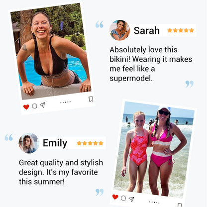 👙High Waisted Tummy Control Color Block Bikini Sets
