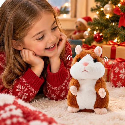 🐹🔥 50% OFF! Talking Hamster Plush – Repeats Whatever You Say, Auto Head-Shaking, Hilarious Fun for Kids & Adults, Soft Interactive Repeat Voice Toy (3×AAA, Batteries Not Included) ✨