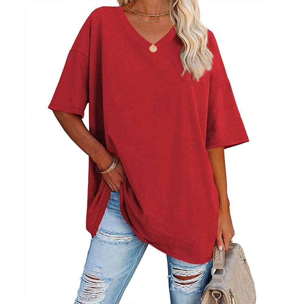 👕 LIMITED-TIME 50% OFF! 💥 Women's Casual Loose V-Neck T-Shirt – Soft, Breathable, Flowy Hem ✨