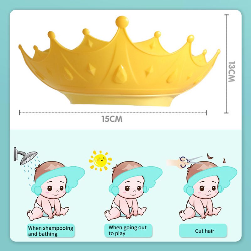 Kids' Ear Protective Cap – Waterproof Shower Hat, Adjustable & Cartoon Crown Design ✨